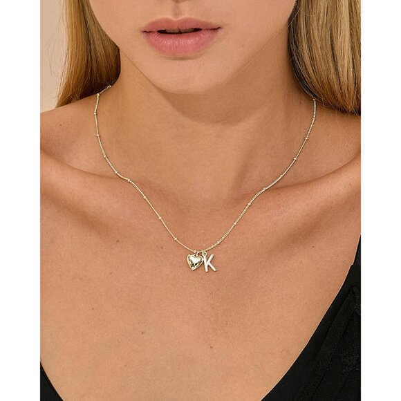 Stylish Gold Heart Initial Necklace - Perfect for Any Occasion, 16.5-Inch - Picture 3 of 8